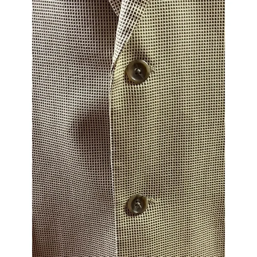 VTG Villini SK Famous Brands Jacket 42L Beige Checkered Blazer Silk‎ Wool Modern